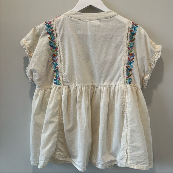 THML Embroidered Cotton Blouse Top Short Sleeve Casual Boho Resortwear Small - Picture 10 of 11